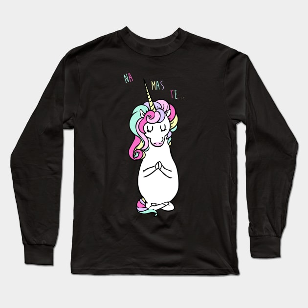 NAMASTE Unicorn Long Sleeve T-Shirt by huebucket